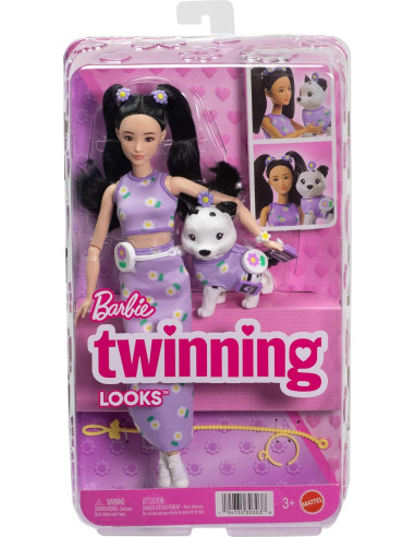Barbie Twinning Looks Muñeca con Perro Mascota...