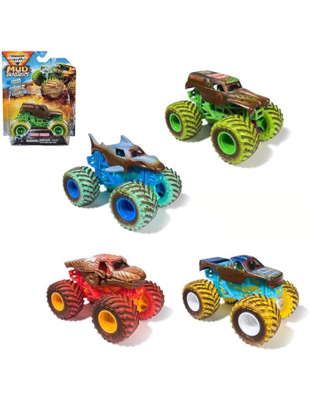 Monster Jam, Mud Blasters, Blue Thunder, camión Cambia de Color, vehículo de Metal a Escala 1:64