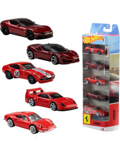 Hot Wheels Pack de 5 Coches Ferrari a Escala 1:64