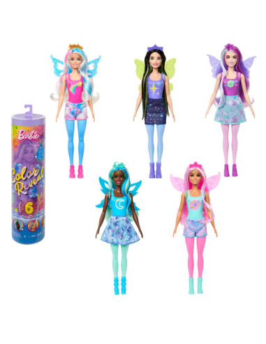 Barbie Color Reveal Muñeca con 6 sorpresas al abrir la caja, colección Rainbow Galaxy con un brillo