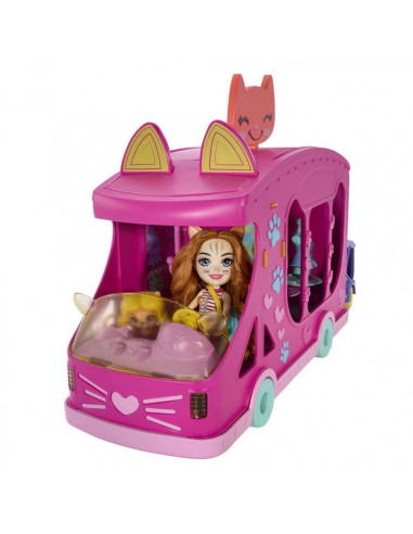 Mattel Enchantimals Glam Party - Furgoneta gato de estudio de moda