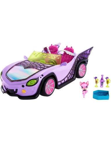 Monster High Coche de juguete, móvil Ghoul con accesorios