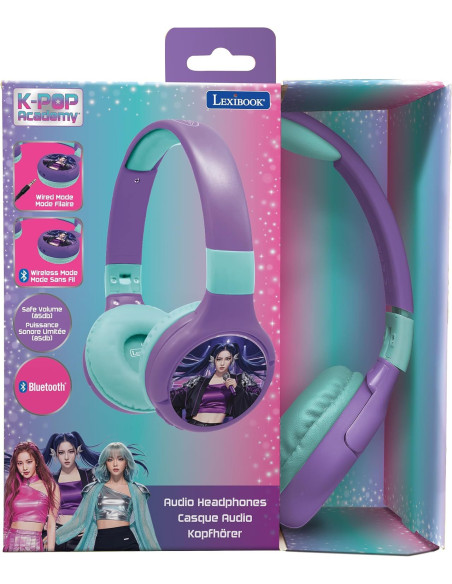 Lexibook, K-Pop Academy, Auriculares Bluetooth con Cable, Morado