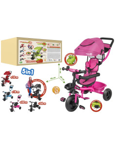 Triciclo evolutivo 4 en 1 Globo Vitamino rosa con capota... 2