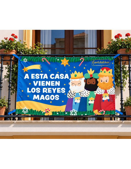 Balconera de Navidad «A Esta Casa Vienen los Reyes Magos» 100 x 70 cm