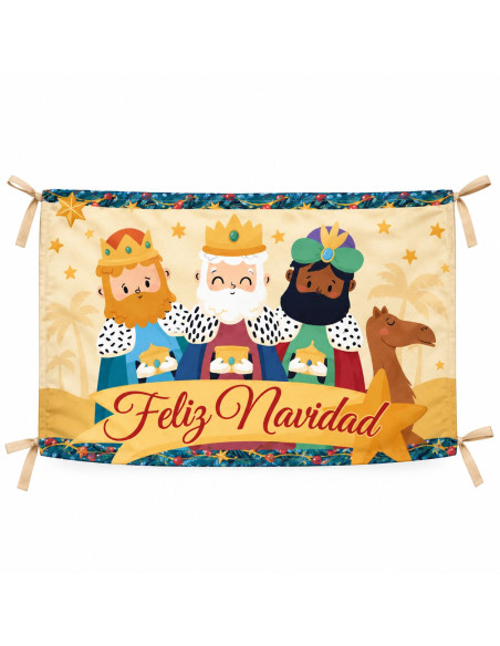 Balconera de Navidad Reyes Magos «Feliz Navidad» 100 x 70 cm