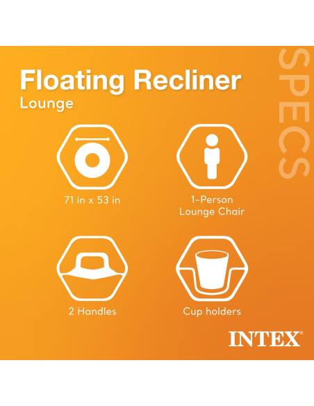 Sillón Hinchable reclinable flotante, 71 x 53 pulgadas