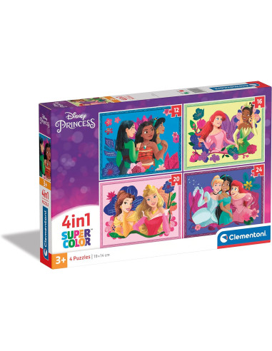 Puzzle Infantil 4 1: Puzzles de 12, 16, 20 y 24 Princesas disney