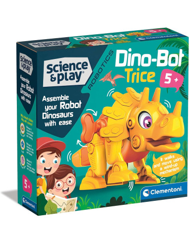 Clementoni- Dino BOT Triceratops, Set de Robot para Montar y Aprender robótica