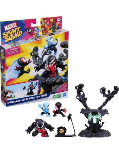 Pack acción Spiderman y Miles Morales vs Venom de Marvel Stunt Squad