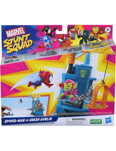 Marvel Stuntu Set de Juego Crane Smash con Spider-Man vs. Duende Verde