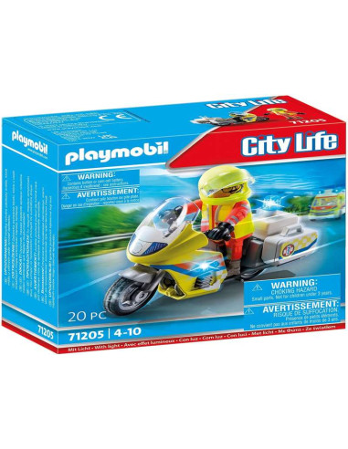 PLAYMOBIL City Life 71205 Moto de Emergencias con luz Intermitente