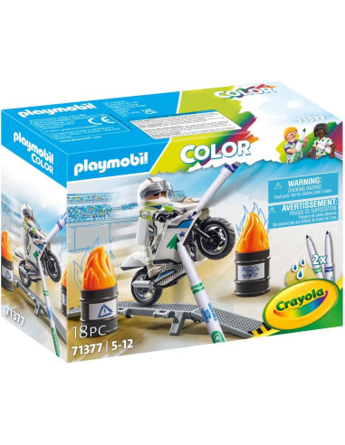 PLAYMOBIL Color 71377 Moto, diseño Creativo de vehículos con bolígrafos y Accesorios solubles