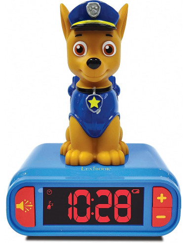 Reloj Despertador La Patrulla Canina de Chase con Pantalla LCD Digital y luz de Noche integrada