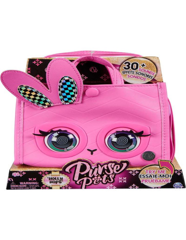 Purse Pets - Bolso NIÑA Mascota INTERACTIVA - Holly Hops Bunny Conejo