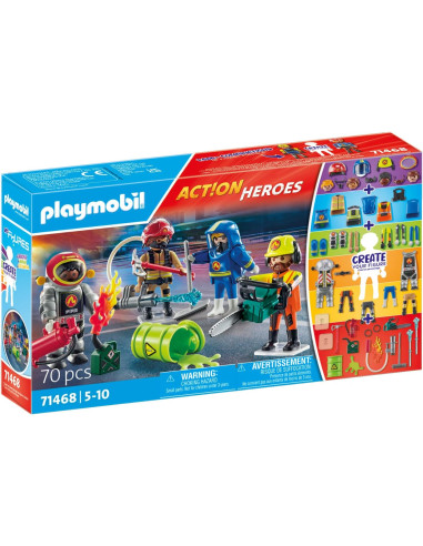 PLAYMOBIL Action Heroes 71468 My Figures: Bomberos, con Figuras Personalizadas y Accesorios Desmonta