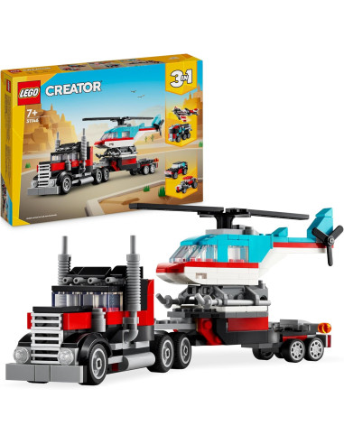 LEGO Creator 3 en 1 Camión Plataforma con Helicóptero Convertible