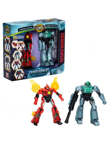 Transformers Earthspark Cyber-combiner Figura Terran Twitch y Robby Malto