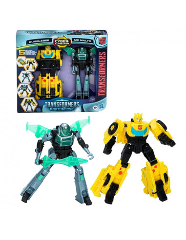 ransformers EarthSpark Figuras Cyber Combiner Terran Twitch y Robby Malto