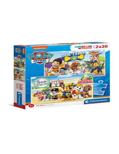 Paw Patrol - 2x20 piezas - Supercolor Puzzle