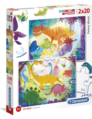 Clementoni - 2 Puzzles infantiles de 20 piezas Dinosaurios