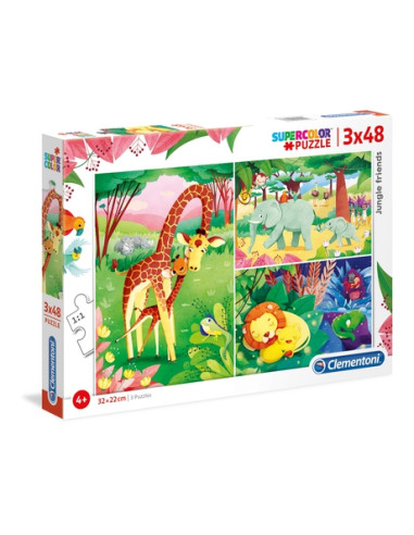 Jungle Friends - 3x48 piezas - Supercolor Puzzle