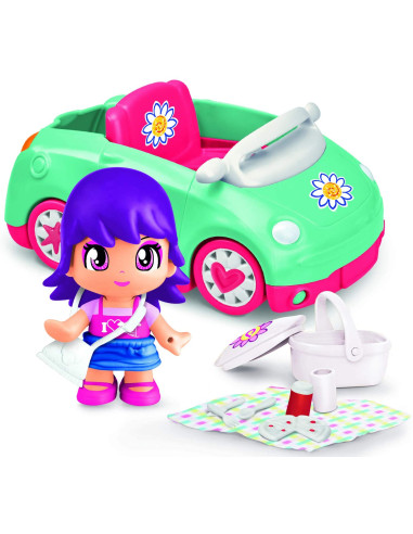 Pinypon- Figura con Coche para Picnic en el campo