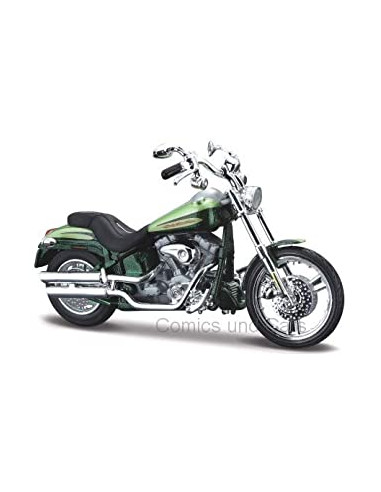 Moto Maisto Harley Davidson escala 1:18, color verde metaliza