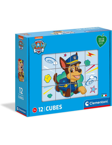 Clementoni- Puzzle Cubo Patrulla Canina Paw Patrol 12 pzs