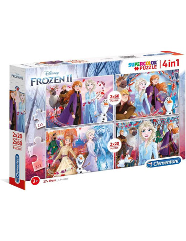 Clementoni - 2 Puzzles infantiles 20 piezas y 2 Puzzles infantiles 60 piezas Frozen