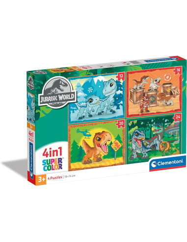 Puzzle Infantil 4 1: Puzzles de 12, 16, 20 y 24 Piezas Jurassic World