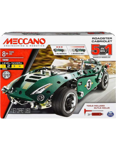 MECCANO - 5 Modelos CABRIOLET RETROFRICCIÓN - Juego Construccion con 174 Piezas