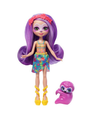 Enchantimals Sunshine Island Muñeca Con Mascota Perezoso Morado