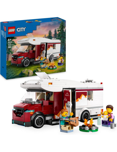 LEGO City Autocaravana Aventurera de Vacaciones, Furgoneta y 3 Minifiguras (Mamá, Papá y bebé) 