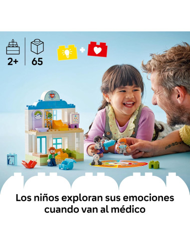 LEGO DUPLO Mi Ciudad Primera Vez: Visita al Médico Kit Médico de Juguete con Hospital y 4 Figuras