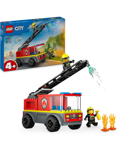 LEGO City Camión de Bomberos con Escalera de Juguete, Vehículo y 2 Minifiguras