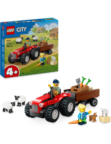 LEGO City Tractor Rojo con Remolque y Oveja Set de Granja y Figuras de Animales