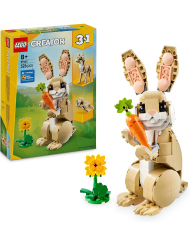 LEGO Creator 3 en 1 Lindo Conejito, Conejo de Juguete Transformable en Figura de Foca y Llama