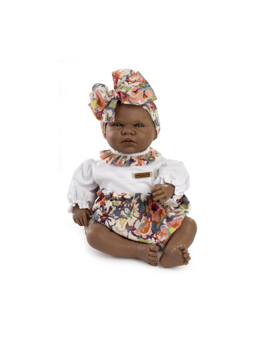 Muñeca Kenia mulata, camisa y braguita estampada - 46 cm