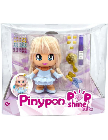 Pinypon Pop & Shine Cuentos, Figura de 17 cm para Peinar