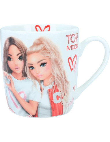 TOPModel One Love - taza con asa en blanco, con dibujo de corazón y la inscripción Love